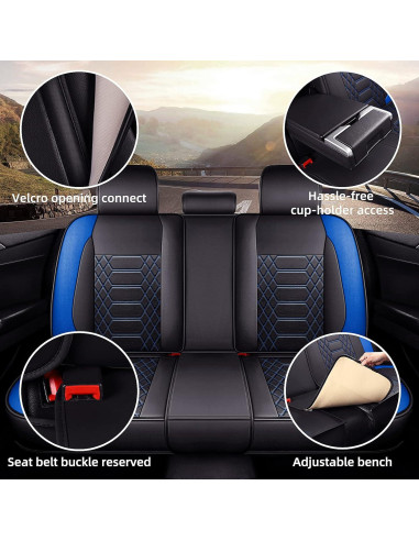 FREESOO Fundas de Asiento de Coche Juego Completo Ajuste Universal