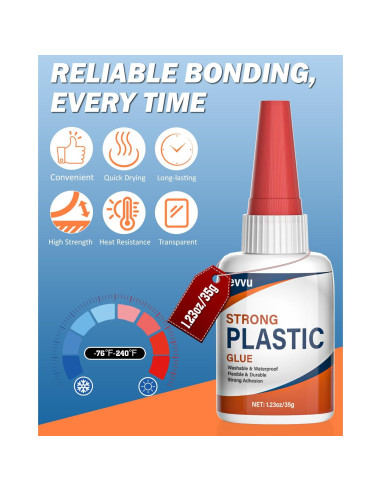 Super Glue Jevvu 35g para Plástico, Adhesivo Multiuso Rápido