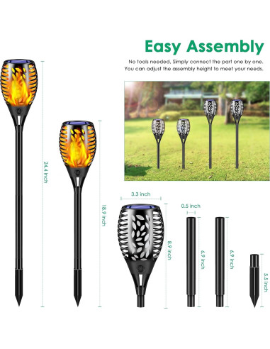 Antorchas Solares TomCare 8 Pack con Efecto Llama 62cm