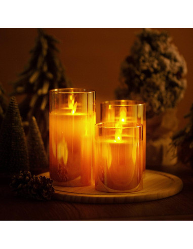Velas LED Sin Llama Yinuo Candle Doradas con Control Remoto