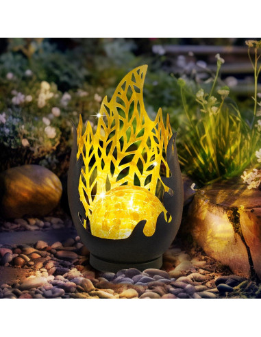 Luz Solar Decorativa Huaxu Efecto Llama Gris 28 cm