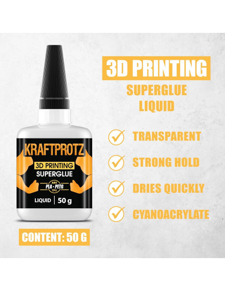 Pegamento Super Líquido KRAFTPROTZ 50g para Impresoras 3D Pegamento Super Líquido KRAFTPROTZ 50g para Impresoras 3D
