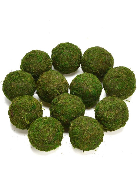 Bolas Decorativas de Musgo Natural BYHER - Set de 12 (5.08 cm) Bolas Decorativas de Musgo Natural BYHER - Set de 12 (5.08 cm)