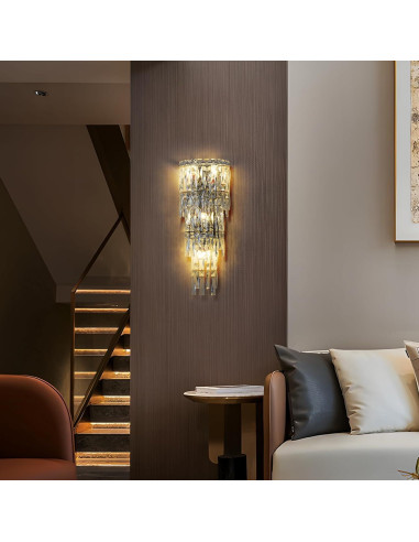 Aplique de Pared de Cristal Moderno Fang Yan Mei A15 Cromo