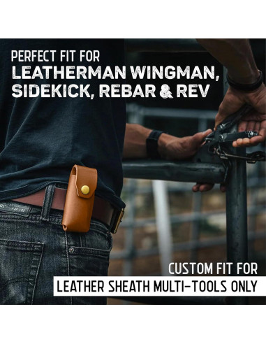 Funda de Cuero American Bench Craft para Leatherman - Marrón