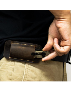 Funda de Cuchillo de Cuero Topstache Pequeña Marrón Oscuro 2