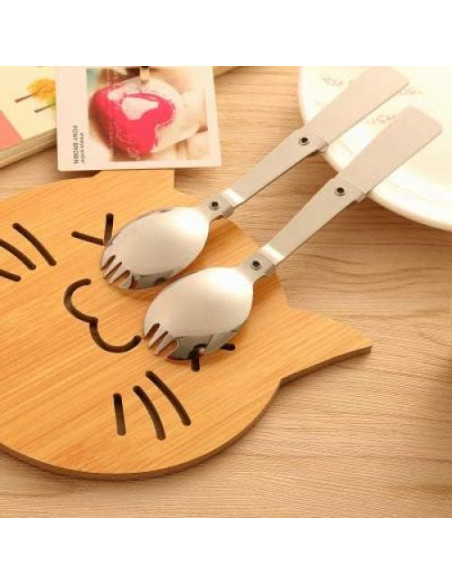 Cuchara Tenedor Plegable LuFOX 3 Pcs Acero Inoxidable Camping Cuchara Tenedor Plegable LuFOX 3 Pcs Acero Inoxidable Camping