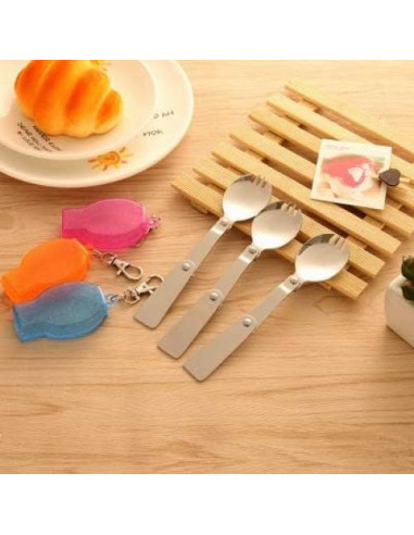 Cuchara Tenedor Plegable LuFOX 3 Pcs Acero Inoxidable Camping