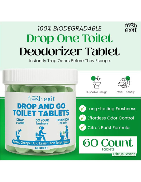 Tabletas Desodorantes para Inodoro FreshExit - 60 Unidades Aroma Cítrico Tabletas Desodorantes para Inodoro FreshExit - 60 Unidades Aroma Cítrico