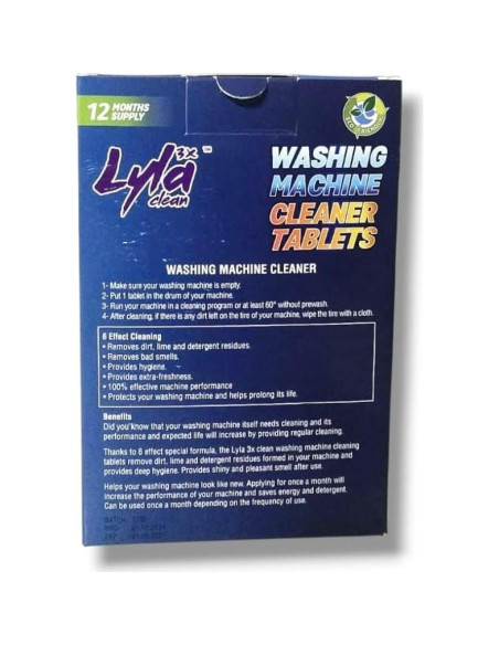 Tabletas Limpiadoras para Lavadoras Lyla 3X - 12 Unidades Tabletas Limpiadoras para Lavadoras Lyla 3X - 12 Unidades