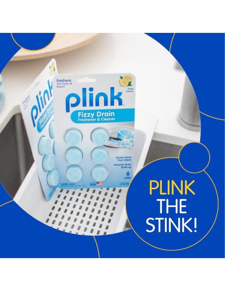 Plink Ambientador y Limpiador de Desagües, Aroma a Limón, 6 Tabletas Plink Ambientador y Limpiador de Desagües, Aroma a Limón, 6 Tabletas