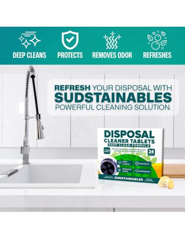 Tabletas Limpiadoras de Desechos Sudstainables 24 Unidades - Desodorante y Limpiador de Fregadero