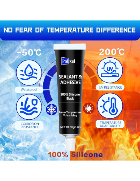 Sellador Adhesivo de Silicona Polixel 50g Impermeable Multiusos Sellador Adhesivo de Silicona Polixel 50g Impermeable Multiusos