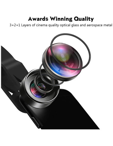 Kit de Lentes 3 en 1 KEYWING para Smartphone - Ojo de Pez, Gran Angular y Macro
