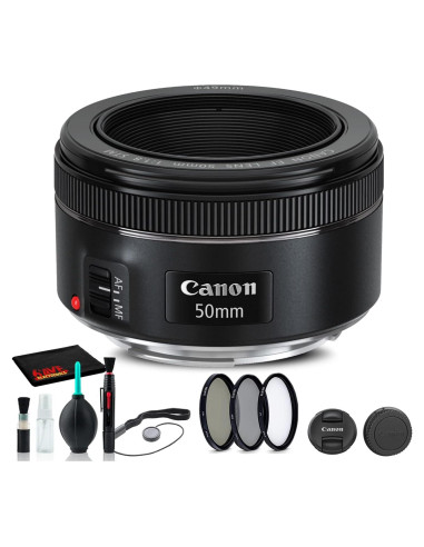 Lente Canon EF 50mm f/1.8 STM + Kit de Filtros y Limpieza