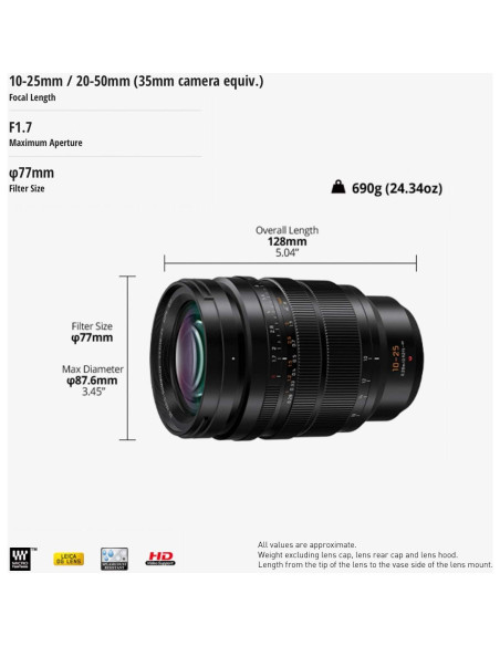 Lente Panasonic Lumix G Leica DG 10-25mm F1.7 Micro Cuatro Tercios Lente Panasonic Lumix G Leica DG 10-25mm F1.7 Micro Cuatro Tercios