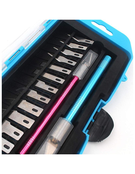 Juego de cuchillos de manualidades Miular con estuche - 2 piezas y 12 cuchillas Juego de cuchillos de manualidades Miular con estuche - 2 piezas y 12 cuchillas