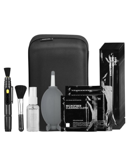 Kit de Limpieza Movo para Cámara DSLR - 10 Hisopos, Líquido y Paños Kit de Limpieza Movo para Cámara DSLR - 10 Hisopos, Líquido y Paños