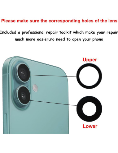 Reemplazo Lente Cámara Trasera iPhone 16 Plus con Adhesivo