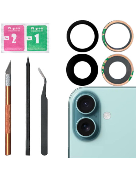 Reemplazo Lente Cámara Trasera iPhone 16 Plus con Adhesivo Reemplazo Lente Cámara Trasera iPhone 16 Plus con Adhesivo