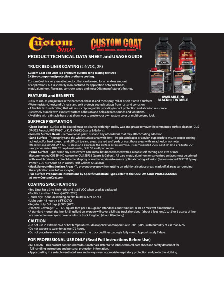 Kit de recubrimiento poliuretano Custom Coat 0.25 galones blanco Kit de recubrimiento poliuretano Custom Coat 0.25 galones blanco