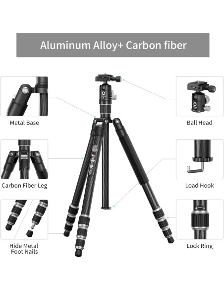 Trípode Profesional de Video JISHANE G55C de Fibra de Carbono 8kg Trípode Profesional de Video JISHANE G55C de Fibra de Carbono 8kg