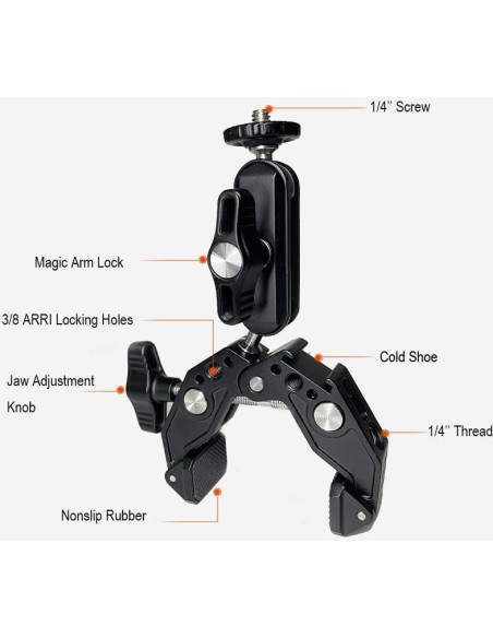 Super Clamp LSYRIA con Brazo Mágico 360 y Adaptador GoPro Super Clamp LSYRIA con Brazo Mágico 360 y Adaptador GoPro