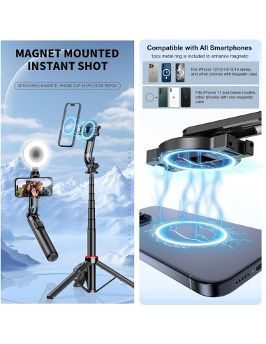 Trípode de Selfie Magnético KAMISAFE C20 51" para iPhone