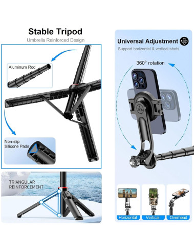 Trípode de Selfie Magnético KAMISAFE C20 51" para iPhone