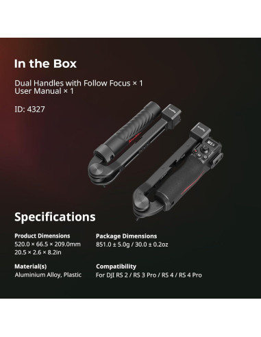Control de Enfoque Doble Mango SmallRig para DJI RS 2/3 Pro