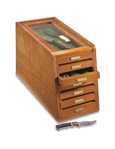 Gabinete de Exhibición CASTLECREEK 7 Cajones Madera Nuez