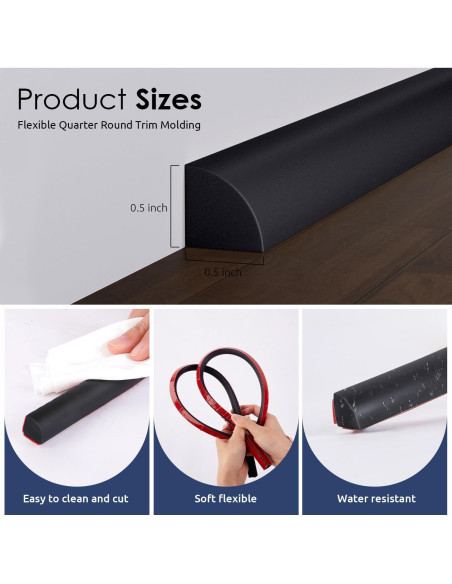 Moldura Flexible Autoadhesiva PATTENGO 99.06 cm Negra Moldura Flexible Autoadhesiva PATTENGO 99.06 cm Negra