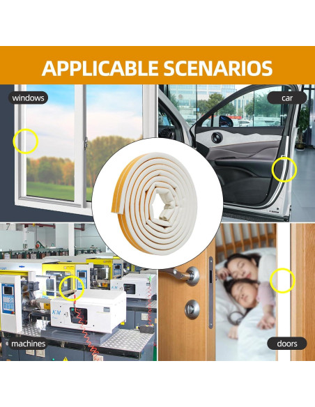 Sello de Aislamiento ZERITO 10 m Blanco para Puertas y Ventanas Sello de Aislamiento ZERITO 10 m Blanco para Puertas y Ventanas