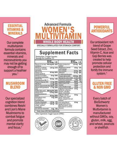 Multivitamina para Mujeres BioSchwartz 60 Cápsulas - Soporte Inmunológico y Salud General