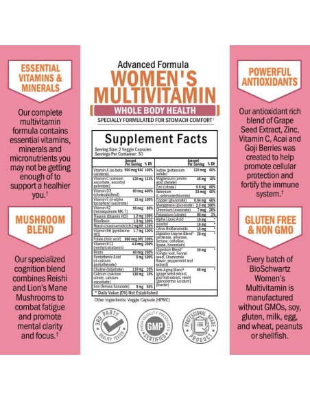 Multivitamina para Mujeres BioSchwartz 60 Cápsulas - Soporte Inmunológico y Salud General Multivitamina para Mujeres BioSchwartz 60 Cápsulas - Soporte Inmunológico y Salud General