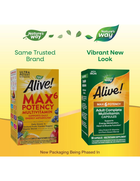Multivitamínico Completo Nature's Way Alive! Max6 90 Cápsulas Multivitamínico Completo Nature's Way Alive! Max6 90 Cápsulas