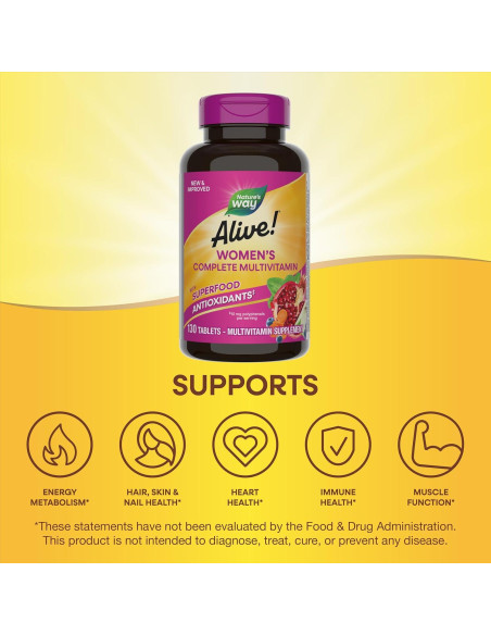 Multivitamina Completa Diaria Nature's Way Alive! Mujeres 130 Tabletas Multivitamina Completa Diaria Nature's Way Alive! Mujeres 130 Tabletas