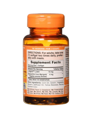 Suplemento Ocular Puritan's Pride Zeaxantina 4mg Luteína 10mg 60 Cápsulas