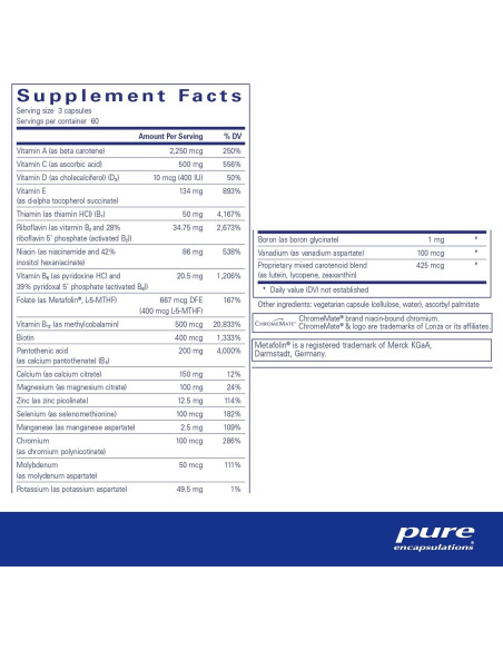 Suplemento Multivitamínico Pure Encapsulations Nutriente 950 180 Cápsulas Suplemento Multivitamínico Pure Encapsulations Nutriente 950 180 Cápsulas