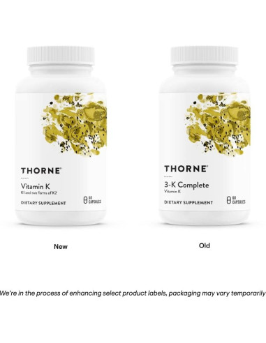 Vitamina K Thorne 60 Cápsulas - K1 y K2 para Huesos Fuertes