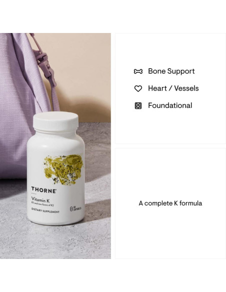 Vitamina K Thorne 60 Cápsulas - K1 y K2 para Huesos Fuertes Vitamina K Thorne 60 Cápsulas - K1 y K2 para Huesos Fuertes