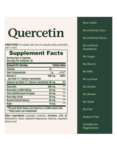 Quercetina Nature's Bounty 500mg con Vitamina C 60 Cápsulas
