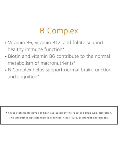 Suplemento Complejo B Amazon Elements 65 Cápsulas Veganas