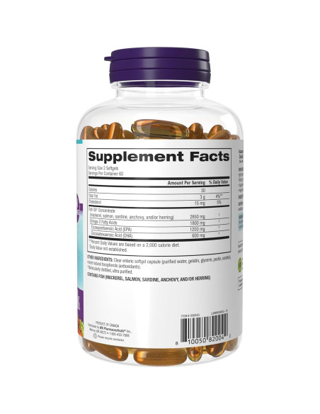 Webber Naturals Aceite de Pescado 2850 mg, 1800 mg Omega-3, 120 Cápsulas Webber Naturals Aceite de Pescado 2850 mg, 1800 mg Omega-3, 120 Cápsulas