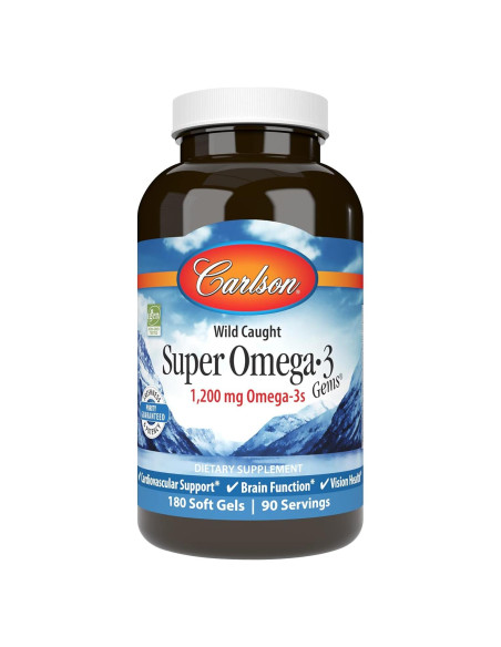 Suplemento Omega-3 Carlson 1200 mg, 180 geles blandos Suplemento Omega-3 Carlson 1200 mg, 180 geles blandos