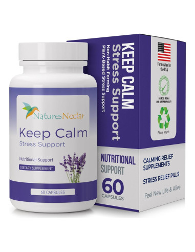 Cápsulas Keep Calm Nectar de la Naturaleza - Suplemento Natural para Estrés y Ansiedad - 60 Cápsulas