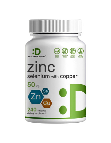 Suplemento de Zinc 50mg con Selenio y Cobre - 240 Cápsulas