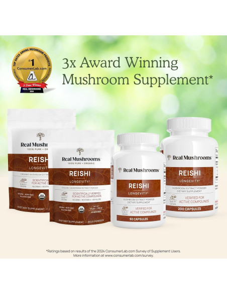 Polvo de Reishi Real Mushrooms 100g - Suplemento Orgánico Vegano Polvo de Reishi Real Mushrooms 100g - Suplemento Orgánico Vegano