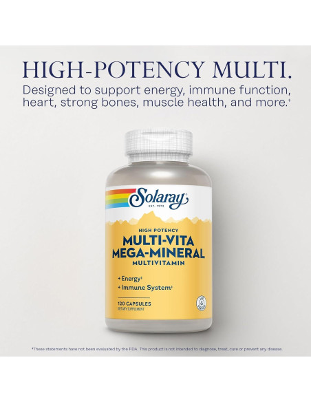 Multivitamina Solaray Mega-Mineral 120 Cápsulas - Energía y Inmunidad Multivitamina Solaray Mega-Mineral 120 Cápsulas - Energía y Inmunidad
