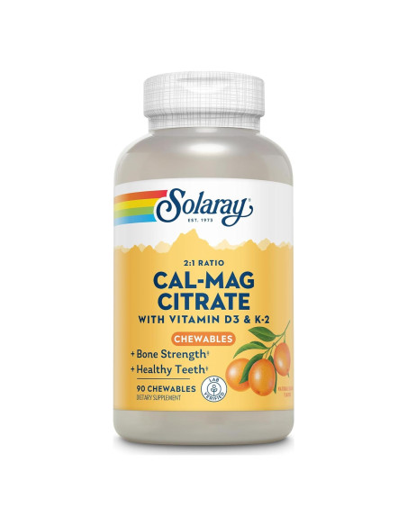 Solaray Calcio Magnesio Citrato Plus D3 K2 Masticables Naranja 90 Unidades Solaray Calcio Magnesio Citrato Plus D3 K2 Masticables Naranja 90 Unidades